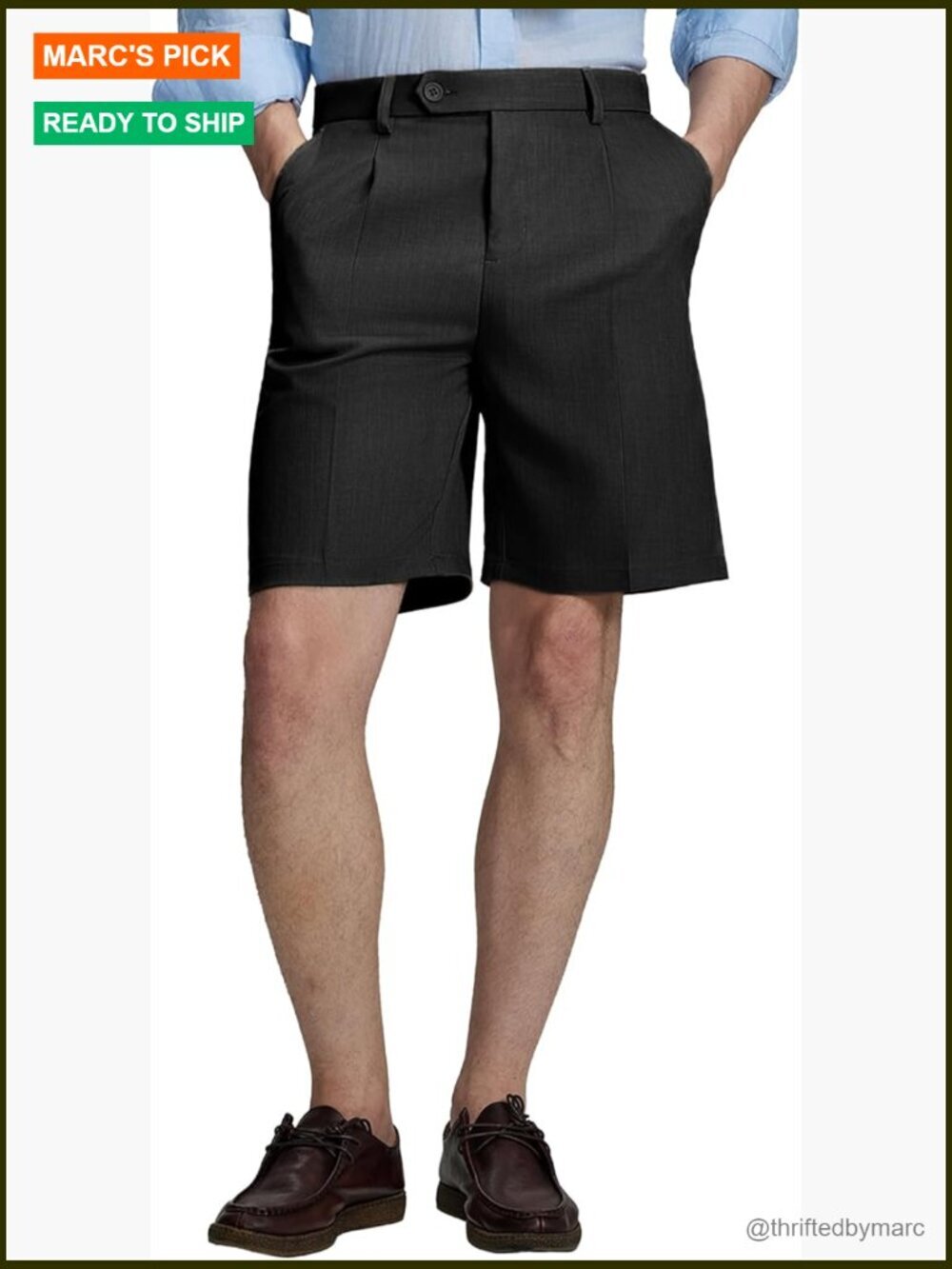 Men's Pleated Dress Shorts 8'' Inseam Elastic Waist Chino Golf Casual